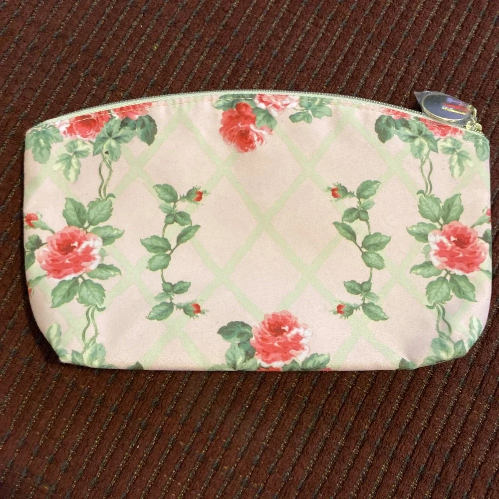 NEW ESTEE LAUDER X LADUREE MAKE-UP COSMETIC BAG ROSE FLORAL PATTERN PINK